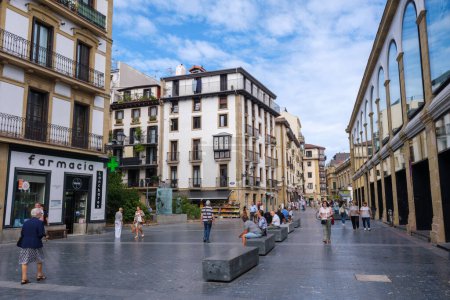 Photo for Donostia-San Sebastian, Spain - 15 September 2022: a street in San Sebastian Old City - Royalty Free Image