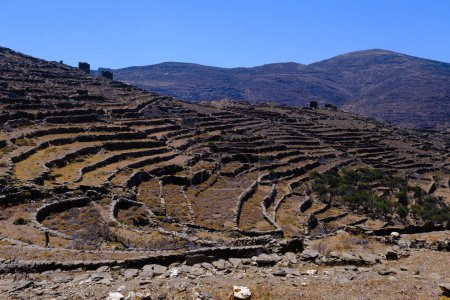 Téléchargez les photos : Paysage rural aride sur l'île de Tinos en Grèce - en image libre de droit