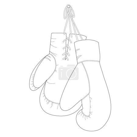 Téléchargez les illustrations : Vector boxing gloves. White background. Children Coloring Book Pages. - en licence libre de droit