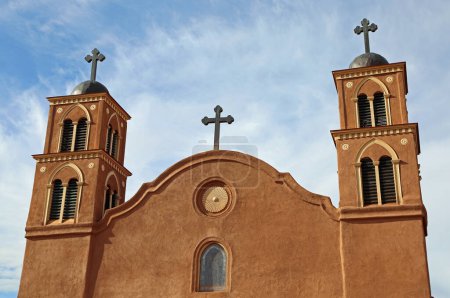 Obere Fassade der Kirche San Miguel - Socorro, New Mexico