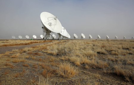Three rows of antennas, Very Large Array, New Mexico