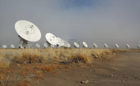 Very Large Array in fog, New Mexico