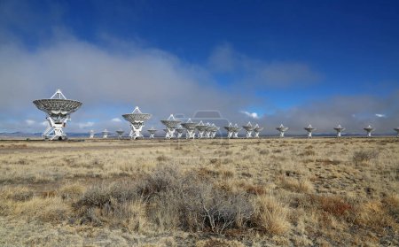 Sunny landscape with Very Large Array, New Mexico
