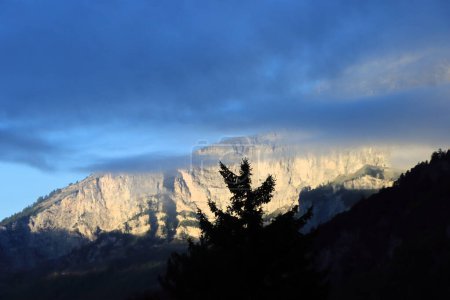 Photo for View from Leukerbad to Daubenhorn in the morning sun. - Royalty Free Image