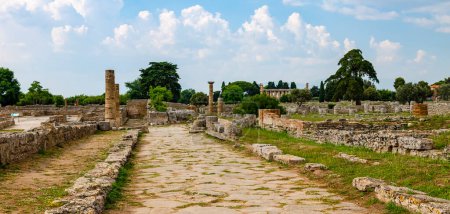 Panorama du temple d'Athéna à Paestum était une ville grecque antique dans la Magna Graecia, Italie du Sud.