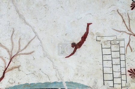 Fresque grecque antique : La tombe du plongeur, Paestum