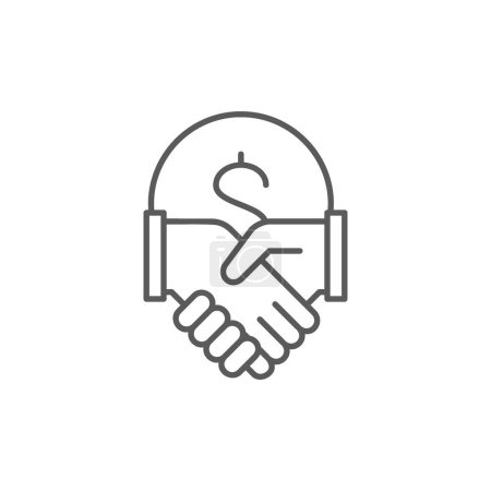 Illustration for Coin with handshake, contract agreement, partnership, teamwork lineal icon. Finance, payment, invest finance symbol design. Isolated on white background - Royalty Free Image