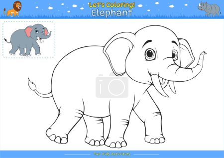 Photo for Coloring page with cute cartoon Educational game for children. fun activities for kids to play and learn. - Royalty Free Image