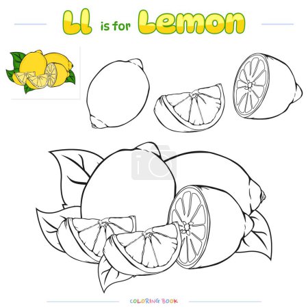 Photo for Coloring page lemon Fruit. Educational game for children. fun activities for kids to play and learn. - Royalty Free Image