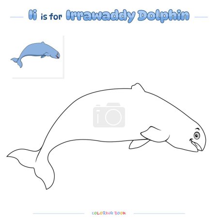Photo for Coloring page with cute cartoon Coloring Page Irrawaddy dolphin. Educational game for children. fun activities for kids to play and learn - Royalty Free Image
