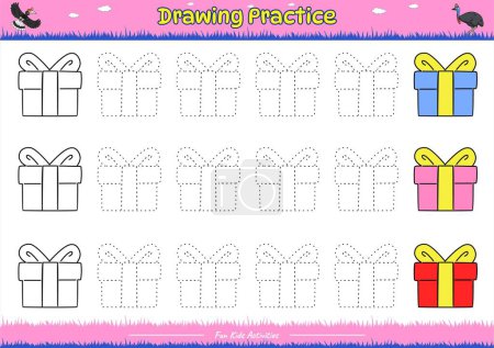 Drawing Practice page. Education game for children. Fun activities for kids to play and learn.
