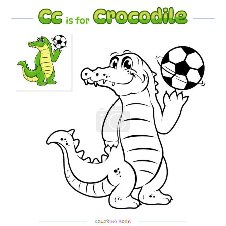 Photo for Coloring page with cute cartoon. Coloring page Crocodile. Educational game for children. fun activities for kids to play and learn. - Royalty Free Image