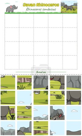Photo for Cut and play animal Elephant square. Ready to use, easy to edit, ready to print, vector. fun kids activities, fun puzzle game for kids. animal puzzle game. - Royalty Free Image