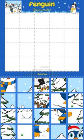 Photo for Cut and play animal Penguin square. Ready to use, easy to edit, ready to print, vector. fun kids activities, fun puzzle game for kids. animal puzzle game - Royalty Free Image