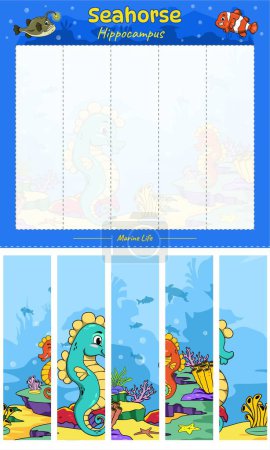 Photo for Cut and play animal Seahorse Vertical. Ready to use, easy to edit, ready to print, vector. fun kids activities, fun puzzle game for kids. animal puzzle game - Royalty Free Image