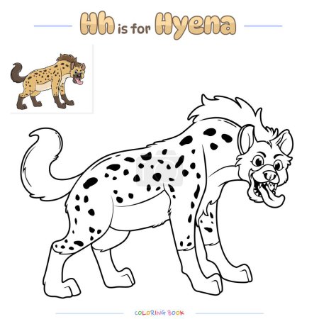 Photo for Coloring page with cute cartoon. Coloring page Hyena. Educational game for children. fun activities for kids to play and learn. - Royalty Free Image