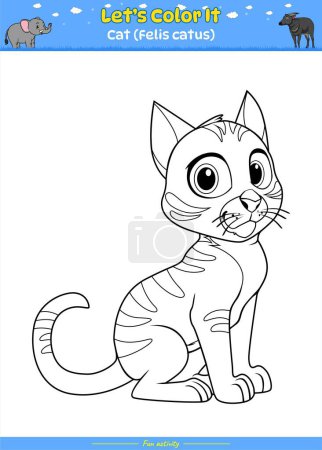 Photo for Coloring page with cute cartoon. Coloring page Cat. Educational game for children. fun activities for kids to play and learn. - Royalty Free Image