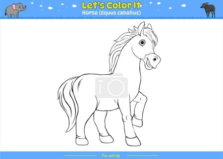 Photo for Lets color it . Coloring page with cute cartoon. Coloring page Horse. Educational game for children. fun activities for kids to play and learn. - Royalty Free Image