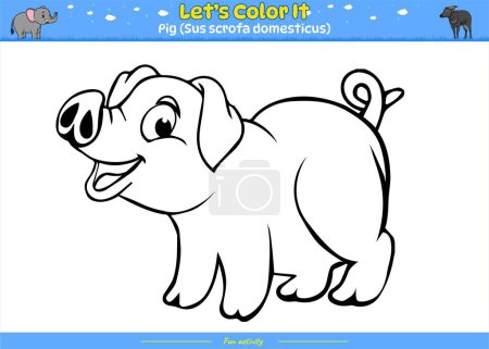 Photo for Lets color it . Coloring page with cute cartoon. Coloring page Pig. Educational game for children. fun activities for kids to play and learn. - Royalty Free Image