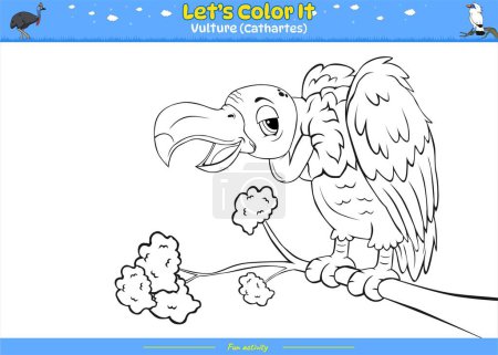 Photo for Lets color it . Coloring page with cute cartoon. Coloring page Vulture. Educational game for children. fun activities for kids to play and learn. - Royalty Free Image