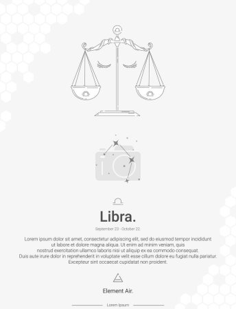 Zodiac sign constellations Libra vector illustration wall decor ideas. Libra sign logos icon vector illustration