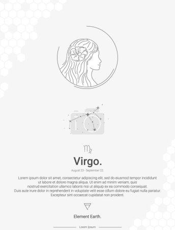 Zodiac sign constellations Virgo vector illustration wall decor ideas. Virgo sign logos icon vector illustration