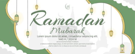 Photo for Ramadan Kareem greeting card, poster or banner. Vector illustration. Ramadan Mubarak illustration banner - Royalty Free Image