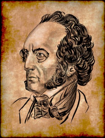 Foto de Jakob Ludwig Felix Mendelssohn Bartholdy, conocido como Felix Mendelssohn, fue un compositor, pianista, organista y director de orquesta alemán. - Imagen libre de derechos