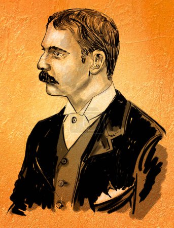 Téléchargez les photos : Une série de grands écrivains. Jerome Klapka Jerome (1859 1927) était un écrivain et humoriste anglais, dramaturge - en image libre de droit