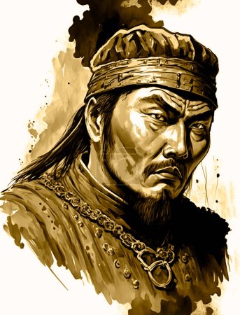 Téléchargez les photos : A series  of Genghis Khan, Mongol commanders. Jebe or Jebei, was one of the most prominent  generals  of Genghis Khan - en image libre de droit
