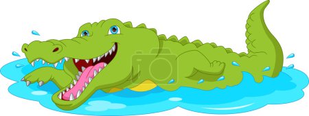 Illustration for Cartoon cute crocodile swimming - Royalty Free Image