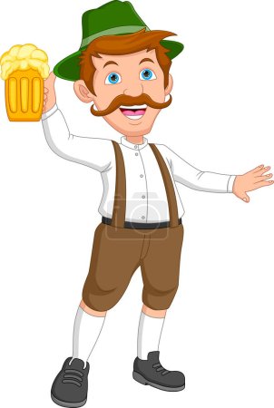 Illustration for Cartoon happy man holding beer - Royalty Free Image