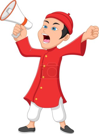 Ilustración de Chino gritando con un megáfono - Imagen libre de derechos