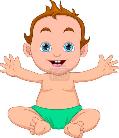 Ilustración de Lindo bebé niño saludando - Imagen libre de derechos
