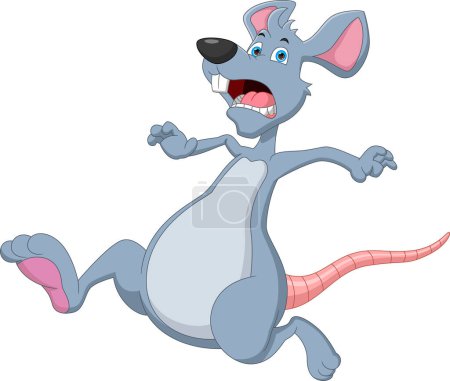Illustration for Cartoon mouse running scared on white background - Royalty Free Image