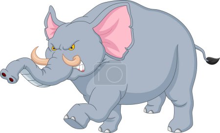 Illustration for Angry elephant cartoon on white background - Royalty Free Image