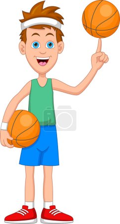 Illustration for Boy basketball juggling cartoon - Royalty Free Image
