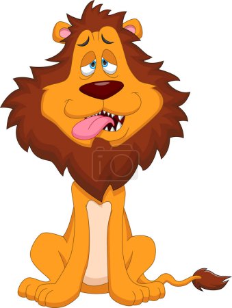 Téléchargez les illustrations : Mignon lion dessin animé fatigué et somnolent - en licence libre de droit