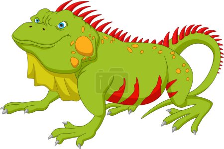 Illustration for Cartoon cute iguana on white background - Royalty Free Image
