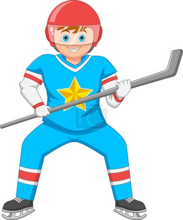 Téléchargez les illustrations : Cartoon boy ice hockey player - en licence libre de droit