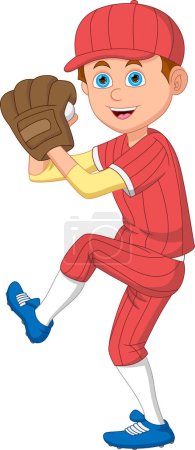 Illustration for Cartoon boy baseball player on white background - Royalty Free Image