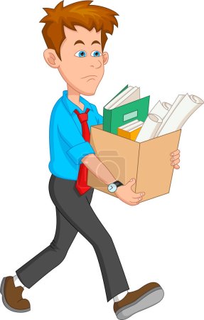 Illustration for Sad employee fired from job cartoon - Royalty Free Image