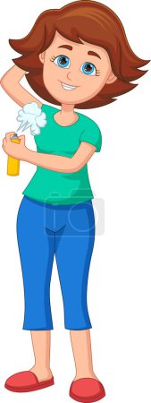 Illustration for Girl spraying perfume on the armpit - Royalty Free Image