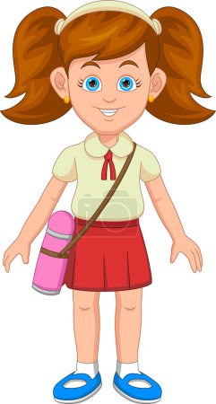 Illustration for Cute school girl cartoon - Royalty Free Image