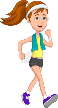 Illustration for Cute girl running on white background - Royalty Free Image