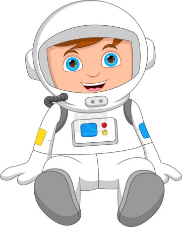 Téléchargez les illustrations : Cartoon little boy in astronaut costume - en licence libre de droit