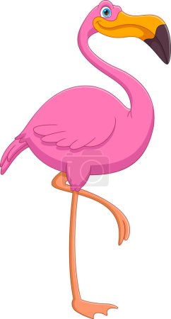 Téléchargez les illustrations : Cartoon cute flamingo on white background - en licence libre de droit
