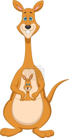 Téléchargez les illustrations : Kangourou mère avec son bébé dessin animé - en licence libre de droit