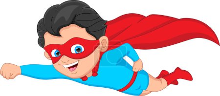 Téléchargez les illustrations : Dessin animé garçon mignon en costume de super-héros - en licence libre de droit
