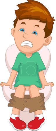 Illustration for Cartoon little boy pooping with funny expression - Royalty Free Image